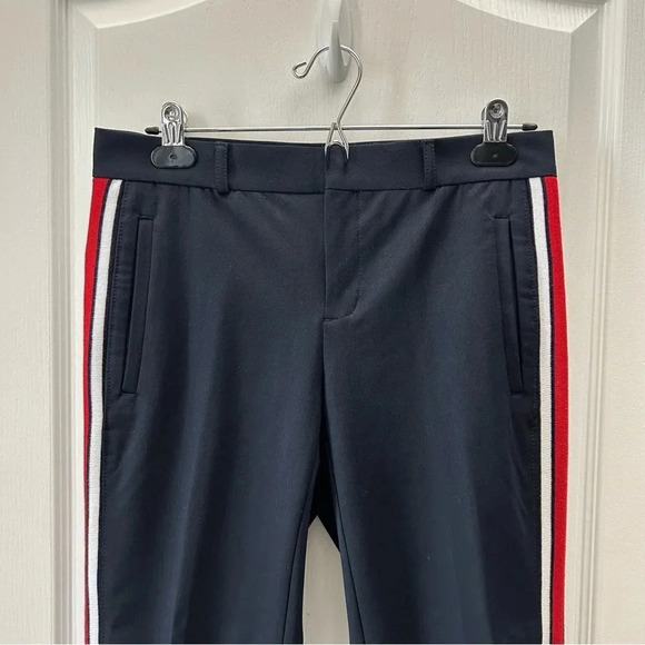 Banana Republic Avery Straight Fit Ankle Pants Side Stripes Cropped Navy Blue 0 - Picture 5 of 14